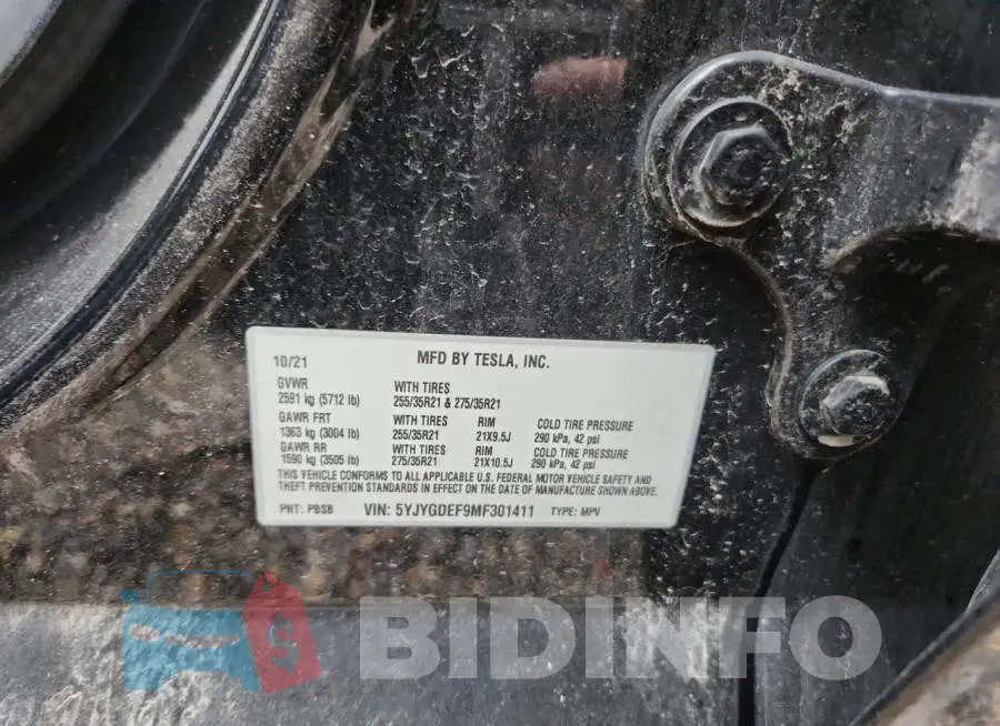 5YJYGDEF9MF301411 Photo# 12