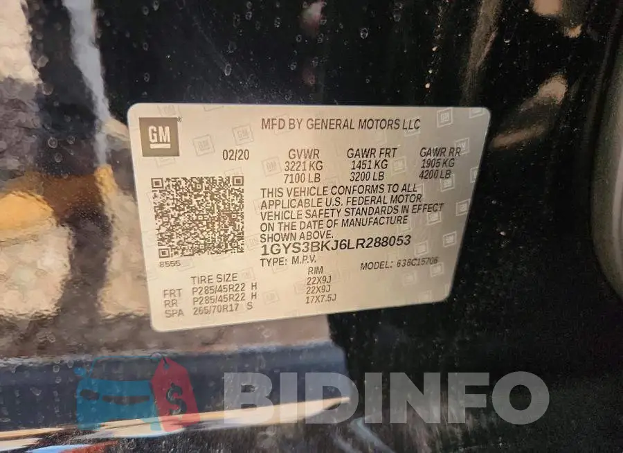 1GYS3BKJ6LR288053 Photo# 13