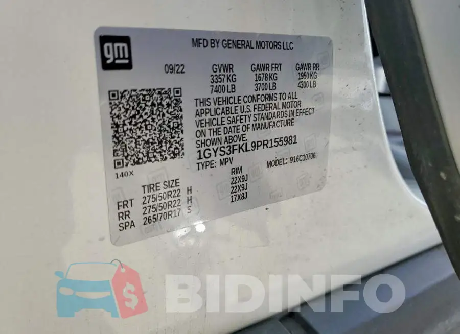 1GYS3FKL9PR155981 Photo# 14