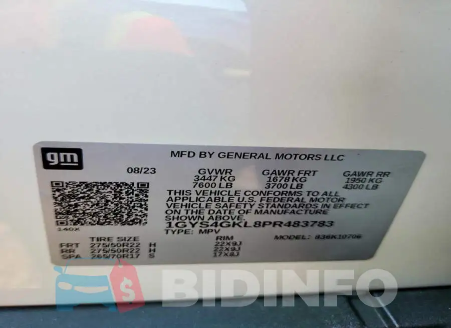 1GYS4GKL8PR483783 Photo# 13