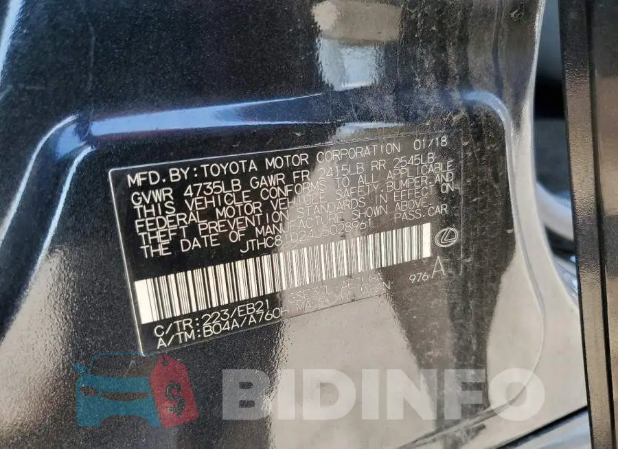 JTHC81D24J5028961 Photo# 13