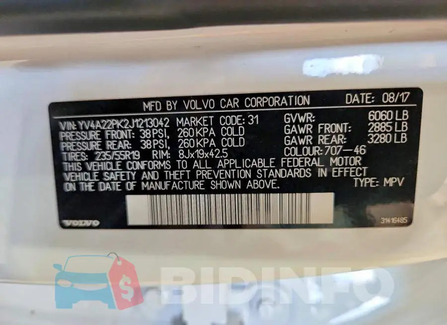 YV4A22PK2J1213042 Photo# 13