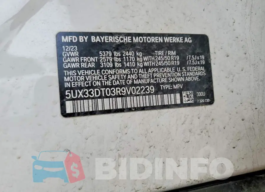 5UX33DT03R9V02239 Photo# 13