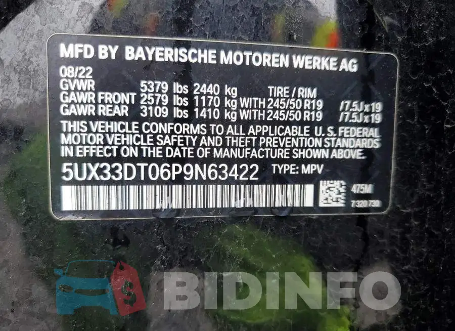 5UX33DT06P9N63422 Photo# 13