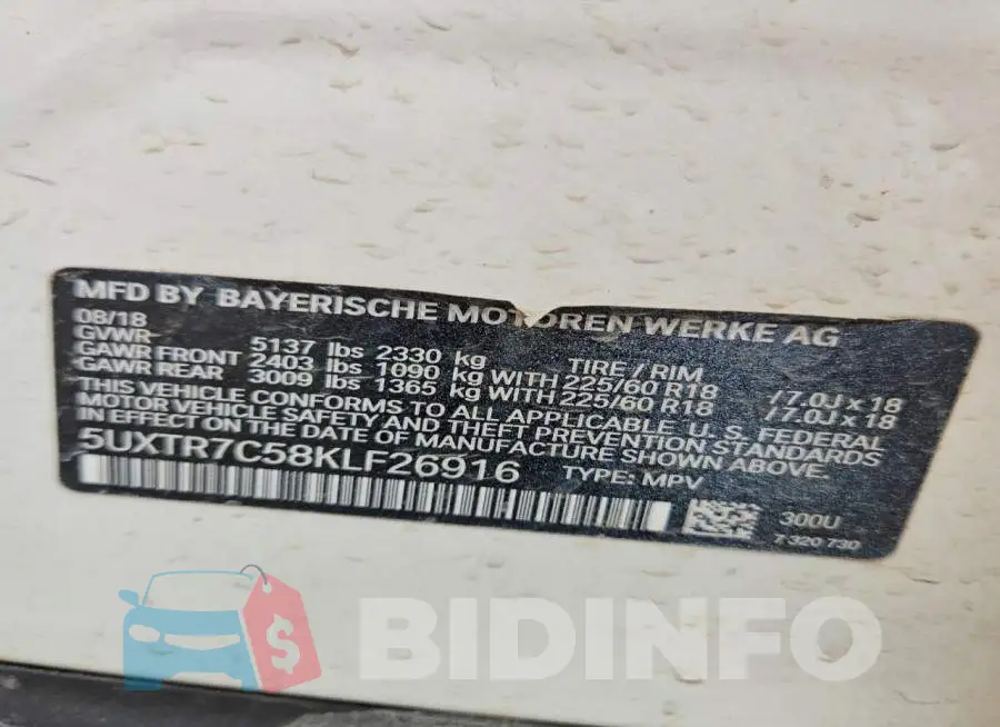 5UXTR7C58KLF26916 Photo# 13