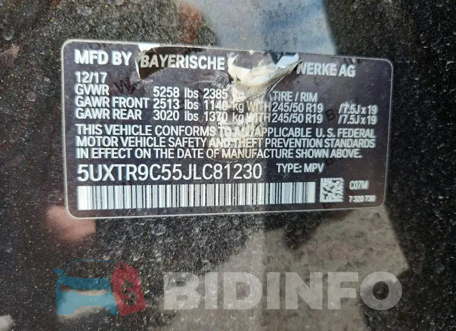5UXTR9C55JLC81230 Photo# 14