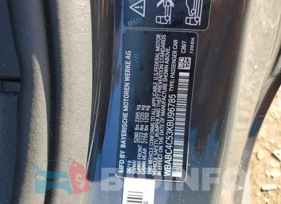 WBABC4C53KBU96785 Photo# 12