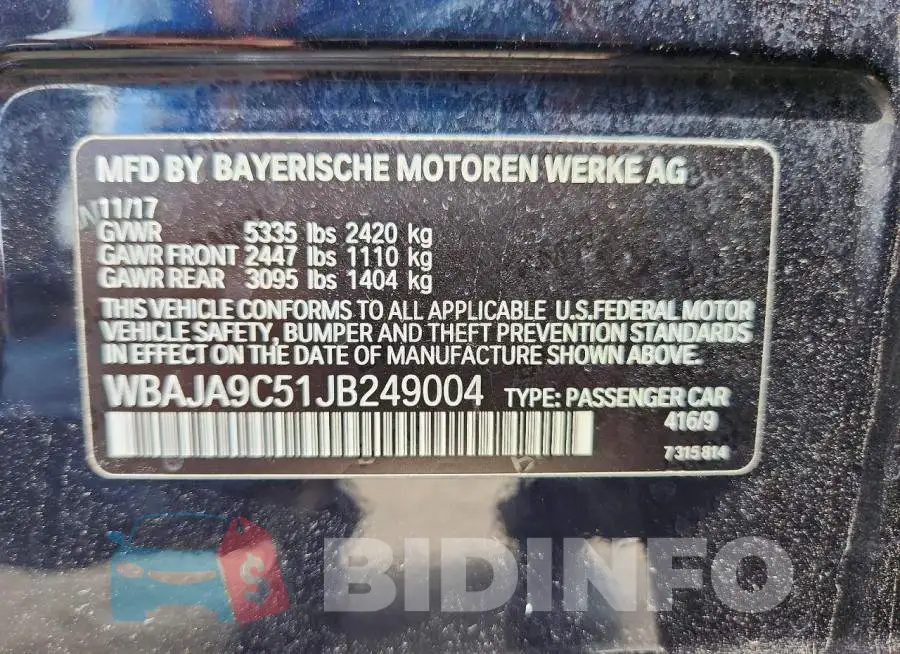 WBAJA9C51JB249004 Photo# 12