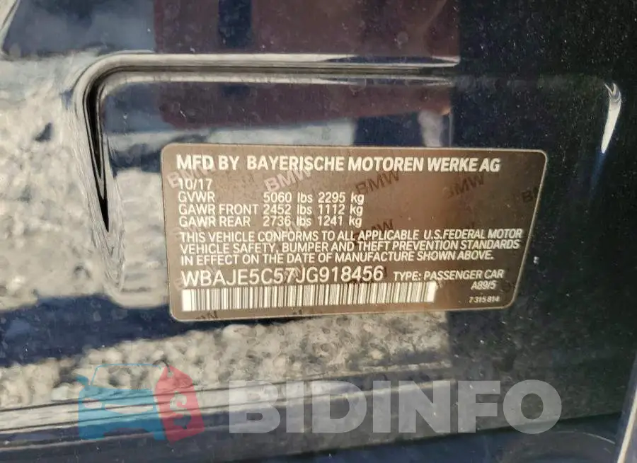 WBAJE5C57JG918456 Photo# 13