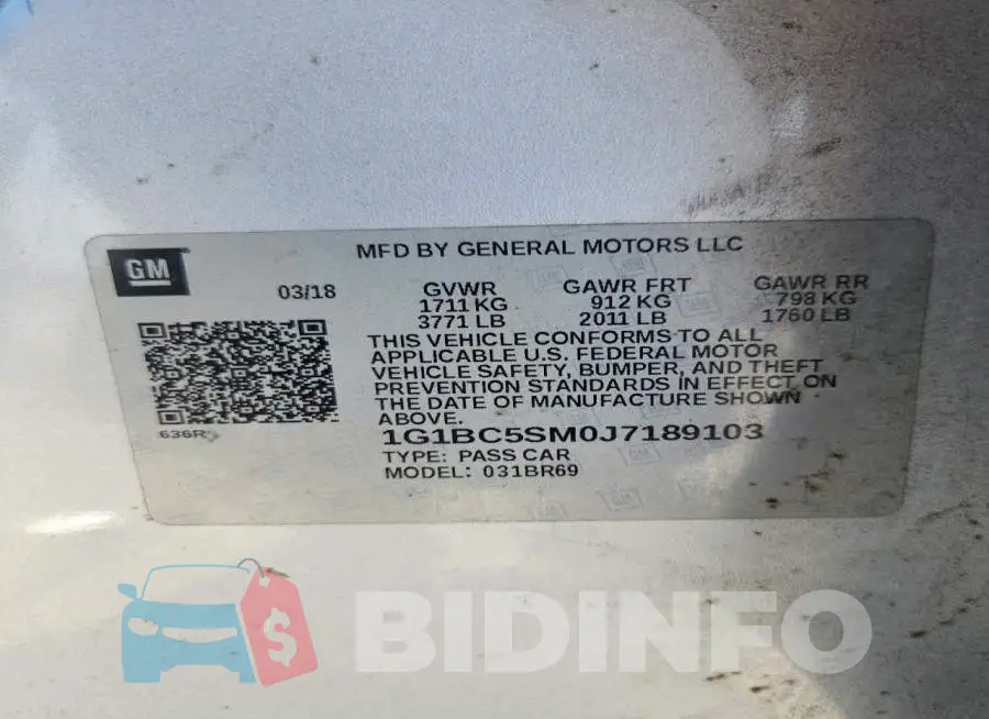 1G1BC5SM0J7189103 Photo# 12