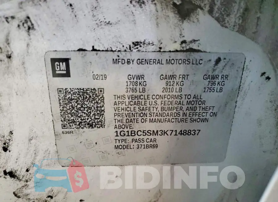 1G1BC5SM3K7148837 Photo# 12