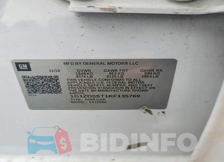 1G1ZD5ST1KF135769 Photo# 13