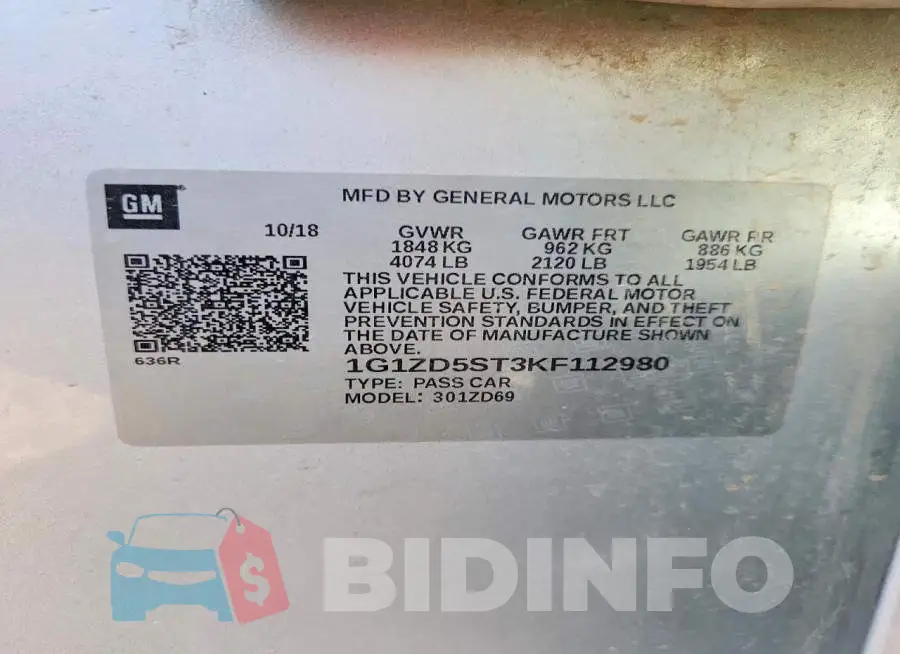1G1ZD5ST3KF112980 Photo# 12