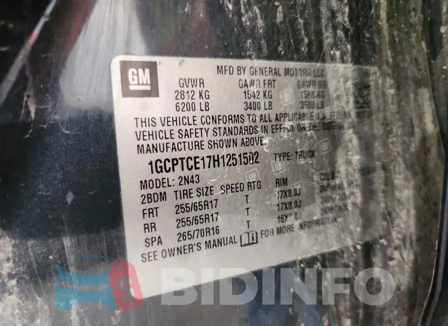 1GCPTCE17H1251502 Photo# 12