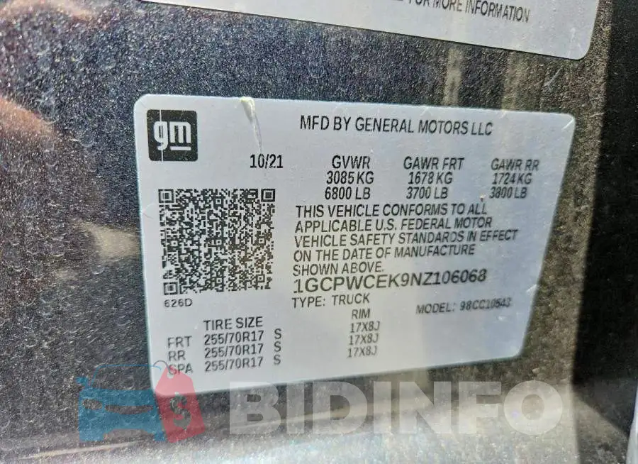 1GCPWCEK9NZ106068 Photo# 12