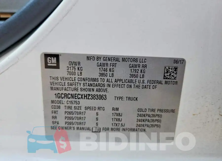 1GCRCNECXHZ383063 Photo# 12