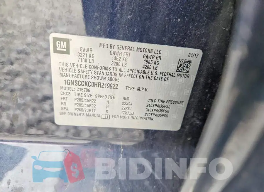 1GNSCCKC0HR219922 Photo# 13