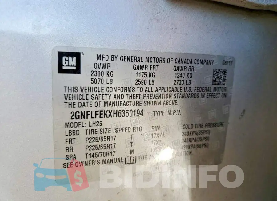 2GNFLFEKXH6350194 Photo# 14