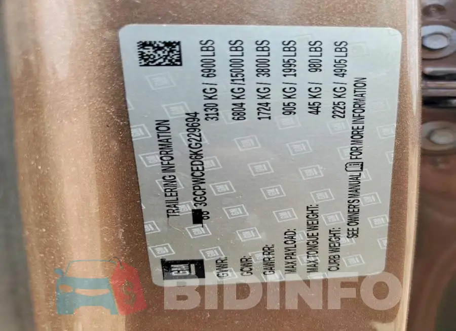 3GCPWCED6KG229694 Photo# 13