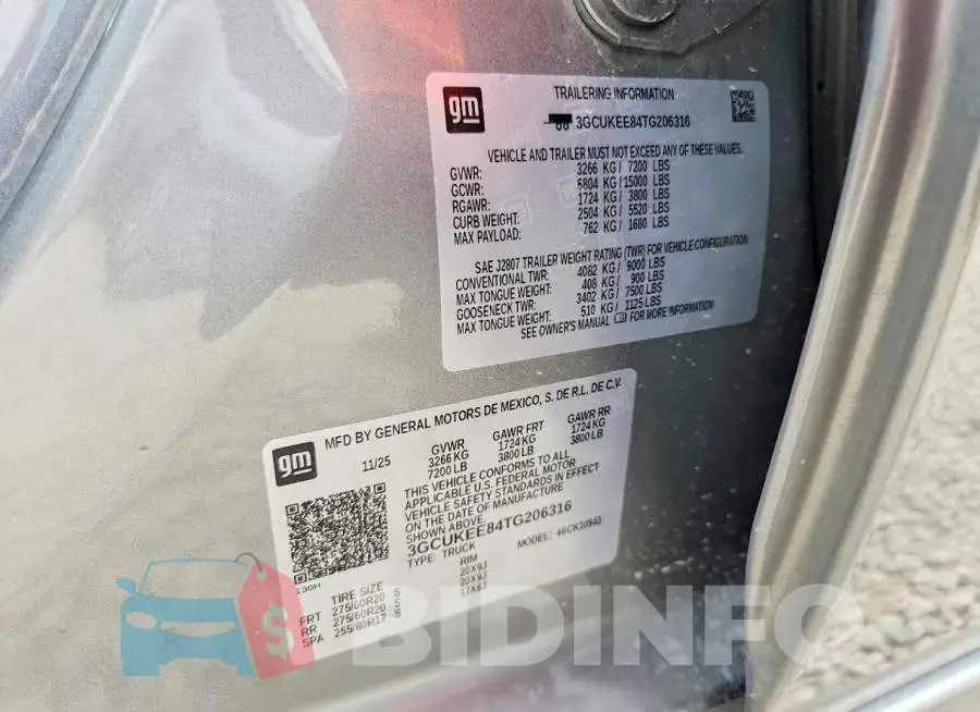 3GCUKEE84TG206316 Photo# 12