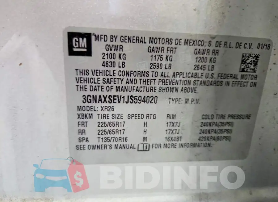 3GNAXSEV1JS594020 Photo# 14