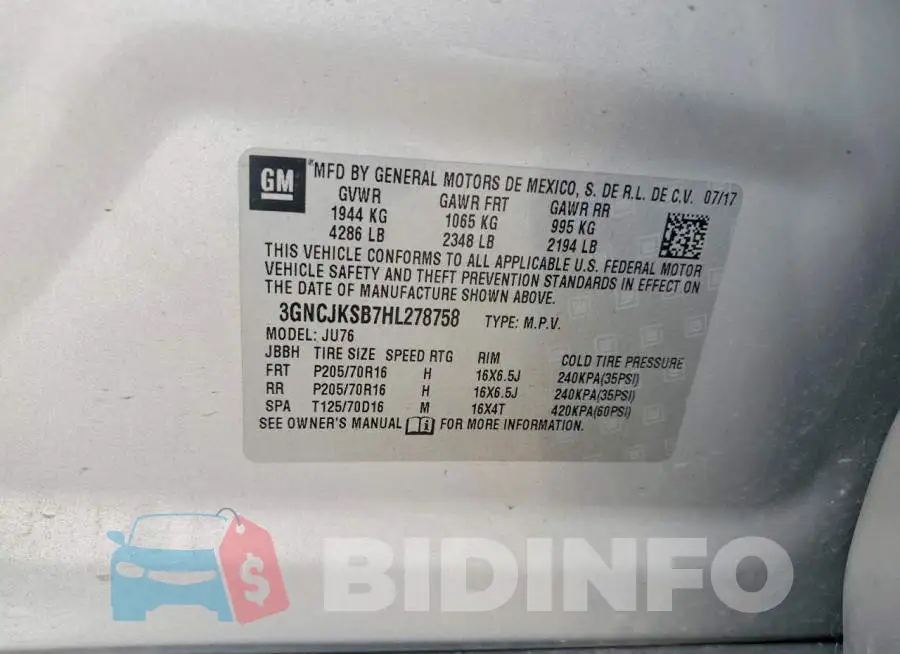 3GNCJKSB7HL278758 Photo# 12