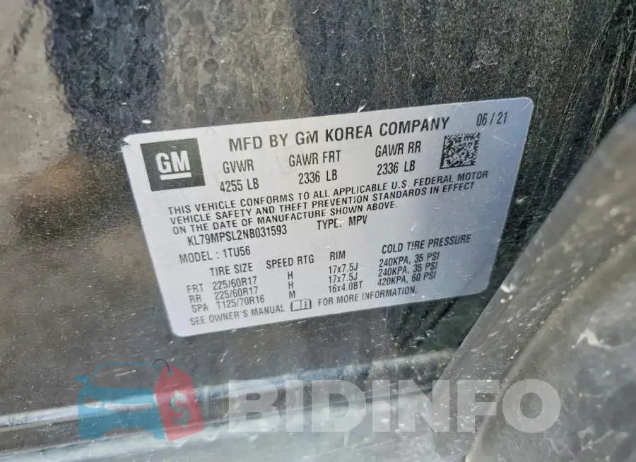 KL79MPSL2NB031593 Photo# 14