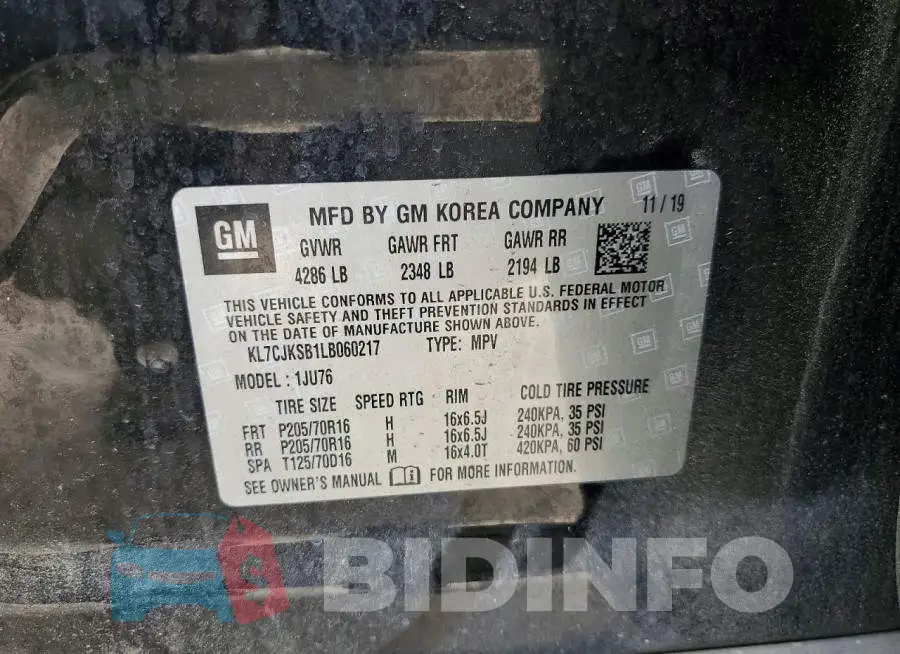 KL7CJKSB1LB060217 Photo# 13