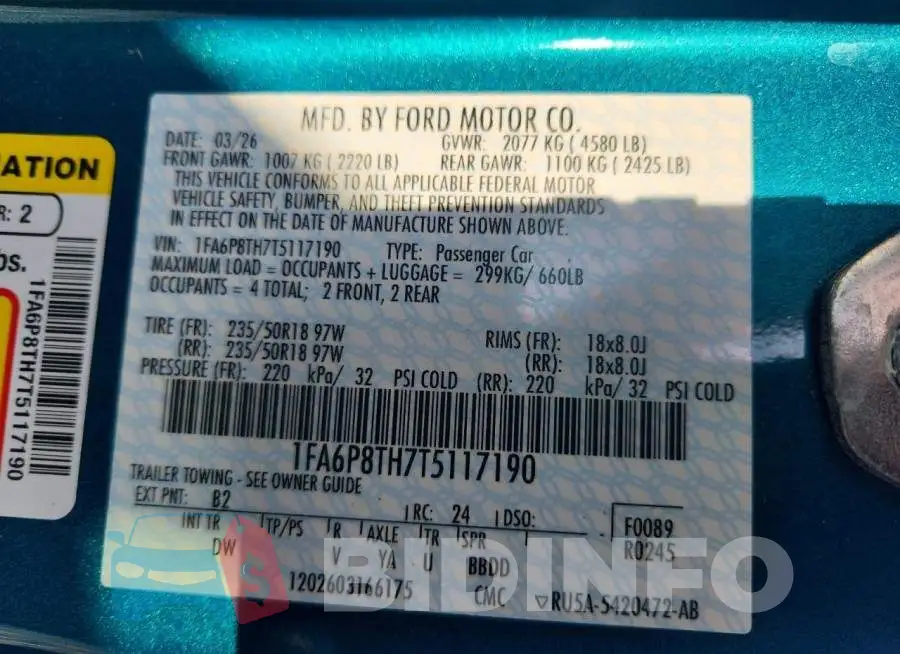 1FA6P8TH7T5117190 Photo# 12