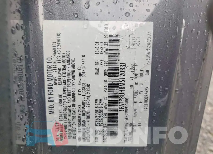 1FATP8UH8M5120831 Photo# 13