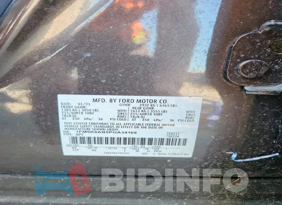 1FM5K8AB5PGA34169 Photo# 13