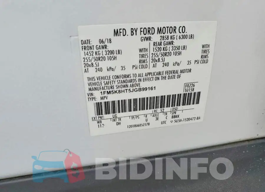 1FM5K8HT5JGB99161 Photo# 13