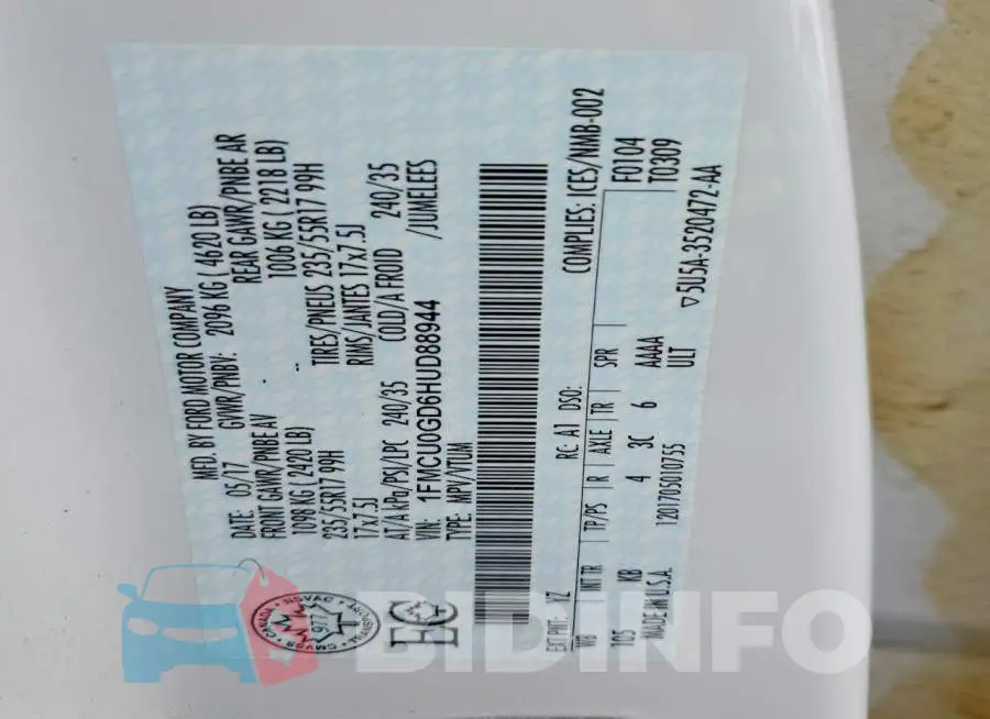 1FMCU0GD6HUD88944 Photo# 14