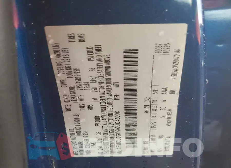 1FMCU0GD9KUC45008 Photo# 13