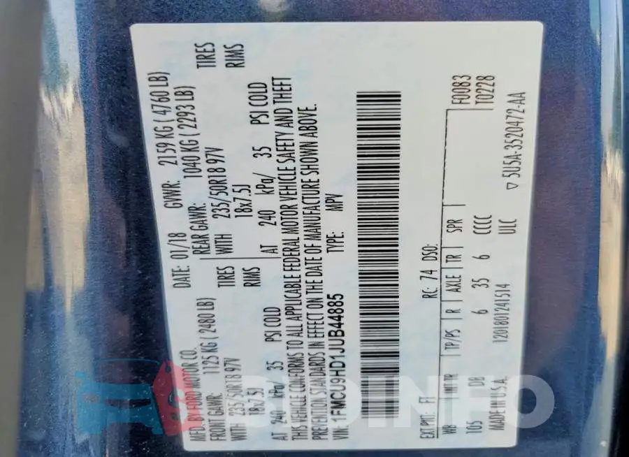 1FMCU9HD1JUB44885 Photo# 13