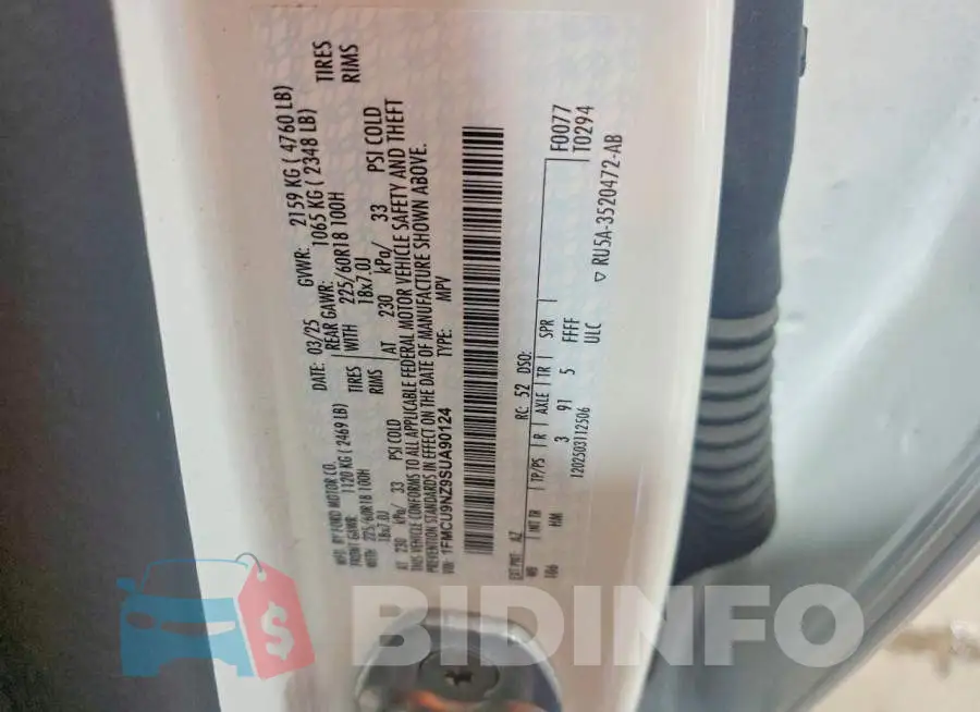 1FMCU9NZ9SUA90124 Photo# 13