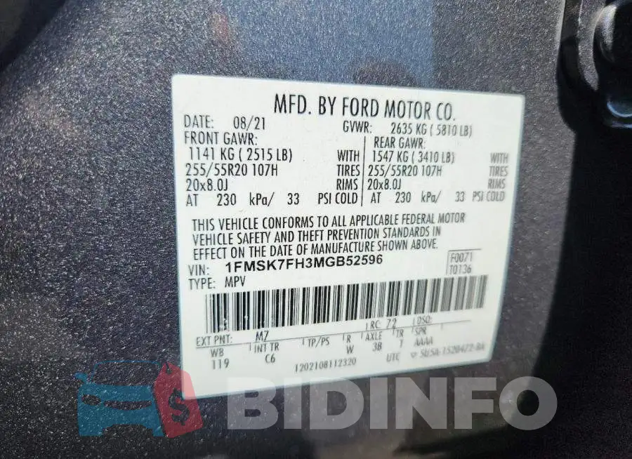 1FMSK7FH3MGB52596 Photo# 14