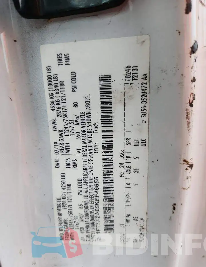 1FT7X2A66KEF46655 Photo# 12