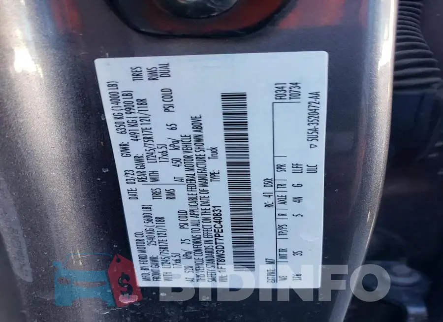 1FT8W3DT7PEC40831 Photo# 13