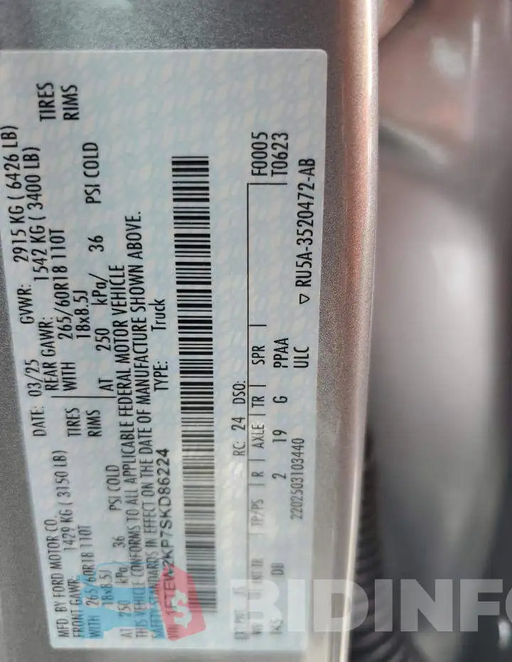 1FTEW2KP7SKD86224 Photo# 12