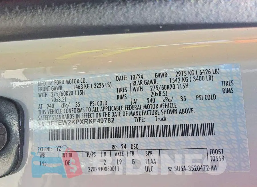 1FTEW2KPXRKF49782 Photo# 12