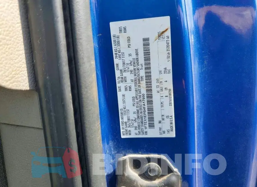 1FTEX1EP5HFA17950 Photo# 12