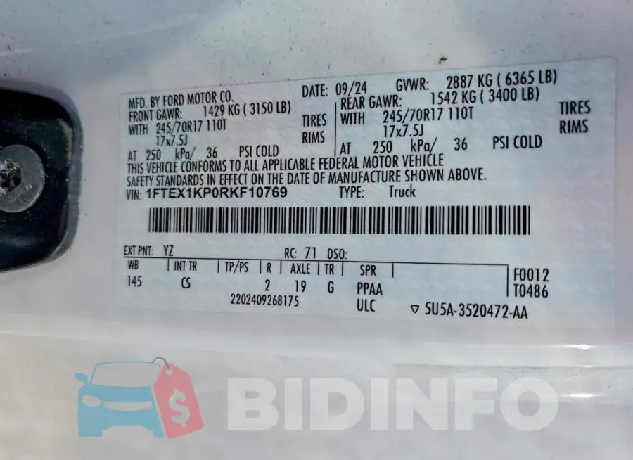 1FTEX1KP0RKF10769 Photo# 12