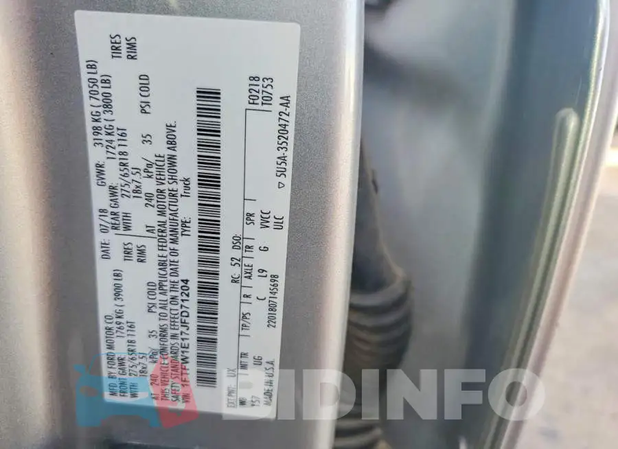 1FTFW1E17JFD71204 Photo# 12