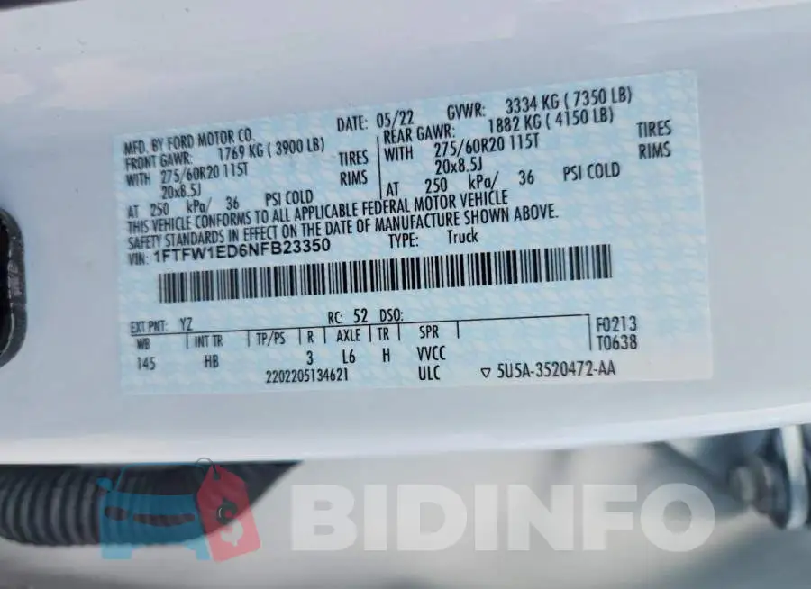 1FTFW1ED6NFB23350 Photo# 12