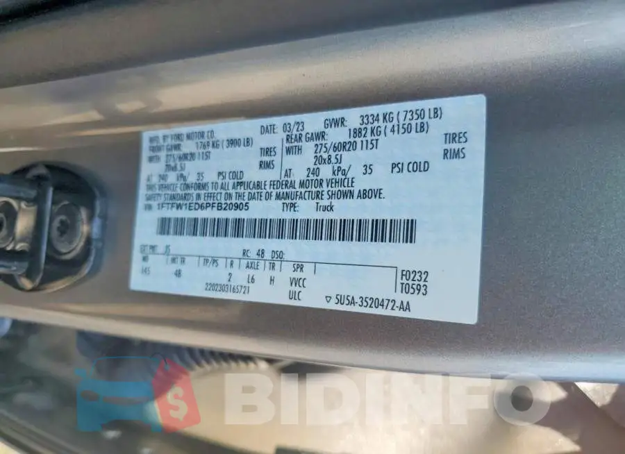1FTFW1ED6PFB20905 Photo# 12