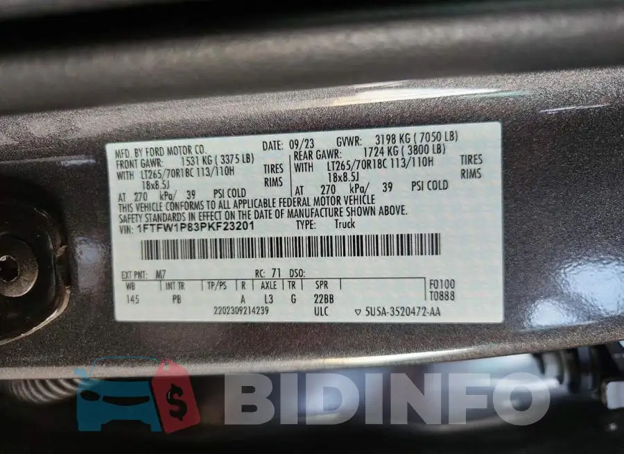 1FTFW1P83PKF23201 Photo# 12