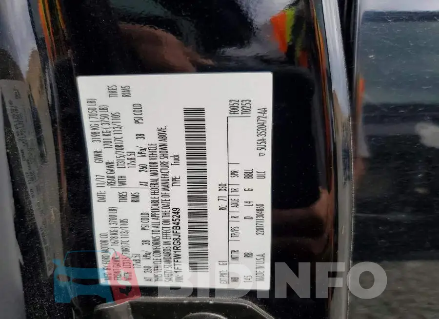 1FTFW1RG8JFB45249 Photo# 13