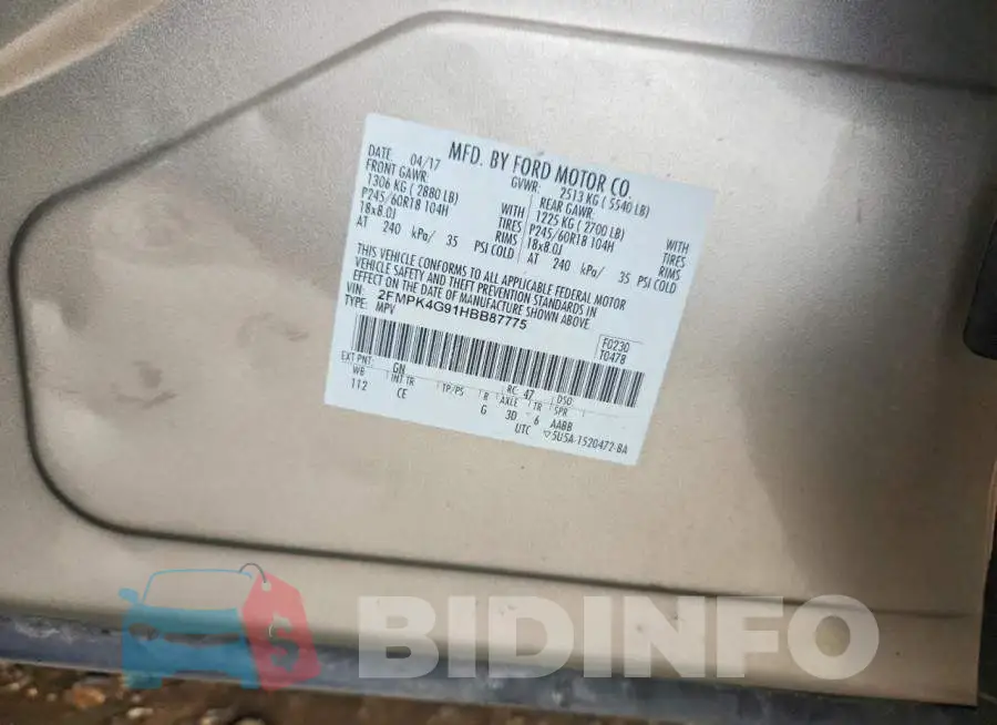 2FMPK4G91HBB87775 Photo# 12