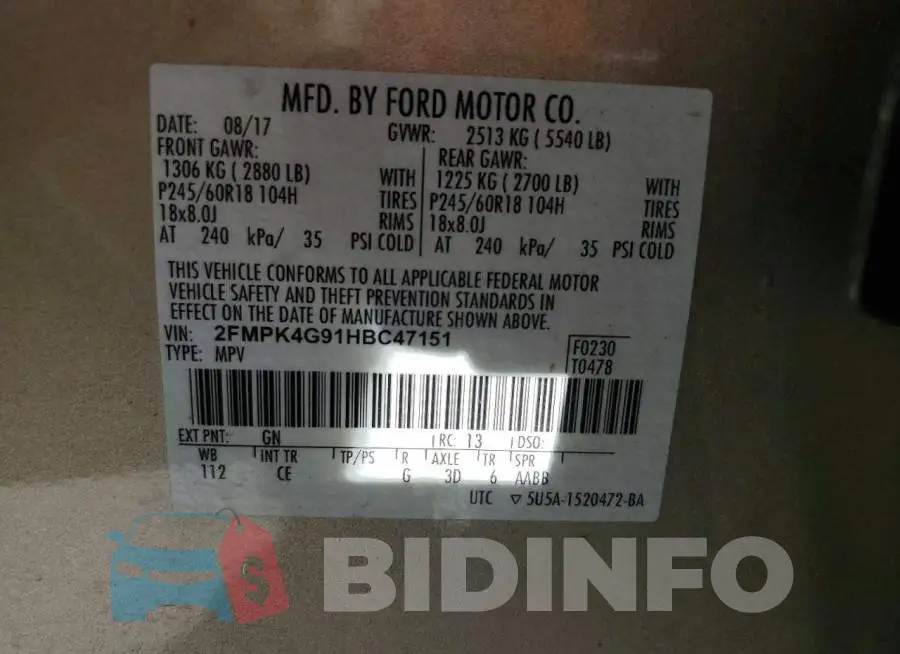 2FMPK4G91HBC47151 Photo# 14
